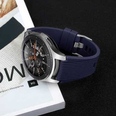 Samsung Galaxy Watch 46 mm:n ranneke, pehmeä silikonikorvaushihna, sininen (L)