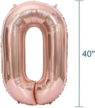 Numeropallo 102 cm, numero 0 - vaaleanpunainen