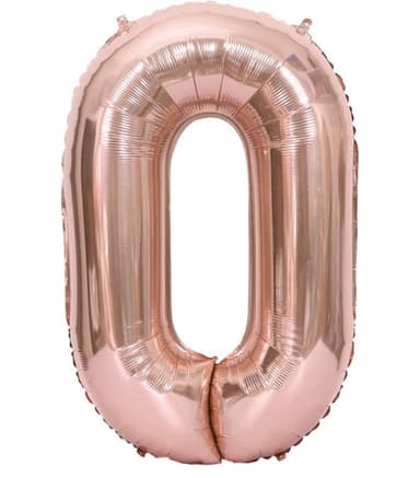 Numeropallo 102 cm, numero 0 - vaaleanpunainen