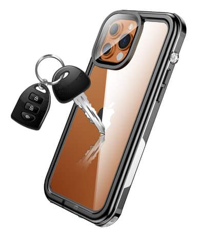 iPhone 13/13 Pro vedenpitävä kotelo musta/harmaa/läpinäkyvä