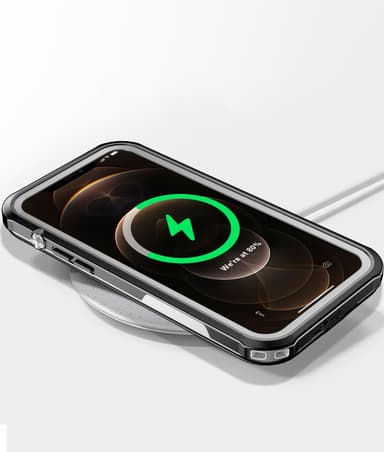 iPhone 13/13 Pro vedenpitävä kotelo musta/harmaa/läpinäkyvä