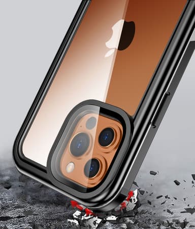 iPhone 13/13 Pro vedenpitävä kotelo musta/harmaa/läpinäkyvä