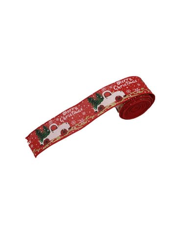 Deco nauha Joulunpunainen jouluaiheisella 5 cm / 6 m