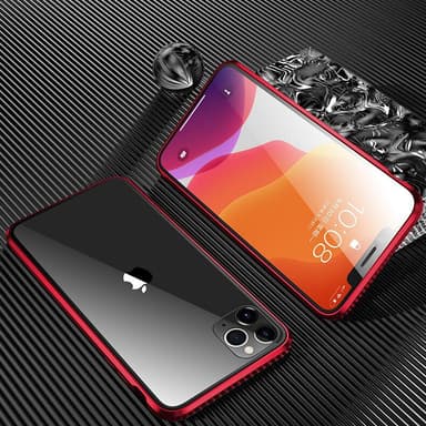 Magneettikuori, kaksipuolinen karkaistu lasi - iPhone 11 Pro - punainen