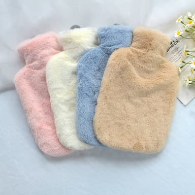 Lämmityspullo, jossa pehmeä ja pörröinen kansi Beige 2 l