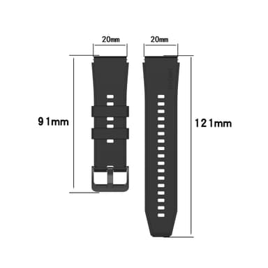 Kellon ranneke 20 mm Garmin/Huawei/Samsung Galaxy Watch Musta