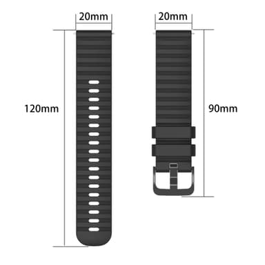Kellon hihna silikonia Musta 20 mm