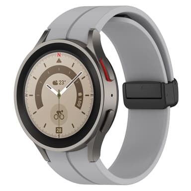Silikoniranneke 20 mm Samsung Galaxy Watch 5/4 -kellolle Vaalean harmaa