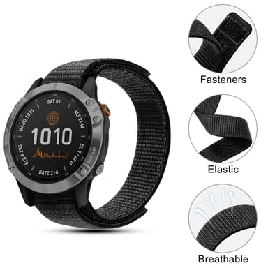 26 mm nailonranneke Garmin Fenix 7X/6X/5X/3/D2 Bravo/Descent MK1:lle Harmaa