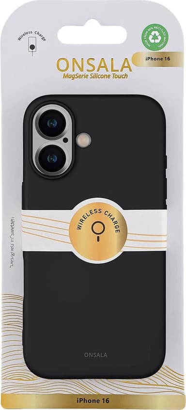 Onsala iPhone 16 silikonikuori (musta)