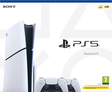 PlayStation 5 Slim Standard Edition pelikonsoli (2 ohjaimen pakkaus)