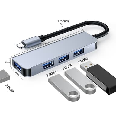 USB-keskitin, jossa 1 USB3.0-portti ja 3 USB2.0-porttia