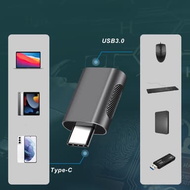 USB-C (uros) - USB 3.0 (naaras) -sovitin 10 Gbps Kulta