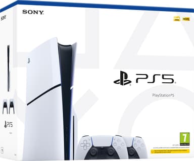PlayStation 5 Slim Standard Edition pelikonsoli (2 ohjaimen pakkaus)
