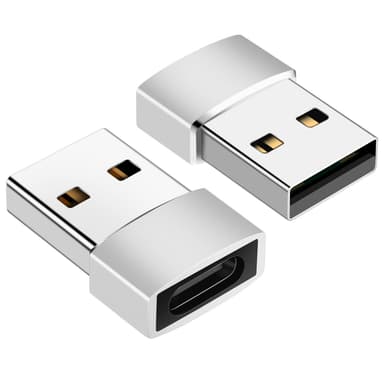 USB-C-sovitin (naaras) USB-A 2.0:aan (uros) Hopea