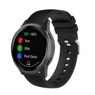 Kellon ranneke 20 mm Garmin, Samsung, Huawei, Amazfit Musta
