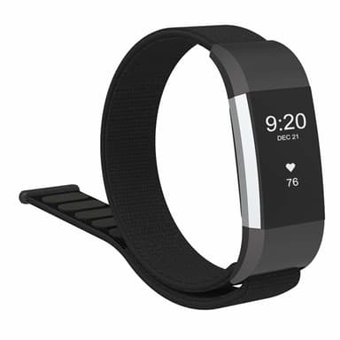 Fitbit Charge 2 rannekoru nylonista Musta