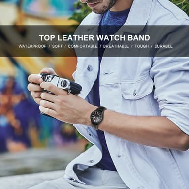 Musta Samsung Galaxy Watch 3 (45 mm) ranneke, aitoa nahkaa