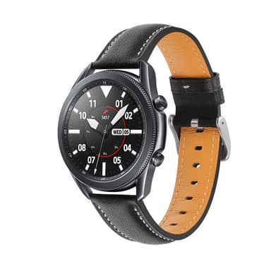 Musta Samsung Galaxy Watch 3 (45 mm) ranneke, aitoa nahkaa