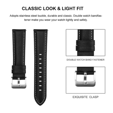 Musta Samsung Galaxy Watch 3 (45 mm) ranneke, aitoa nahkaa