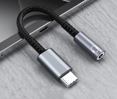 USB-C - 3,5 mm sovitin kuulokkeille Harmaa