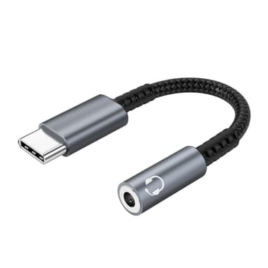 USB-C - 3,5 mm sovitin kuulokkeille Harmaa