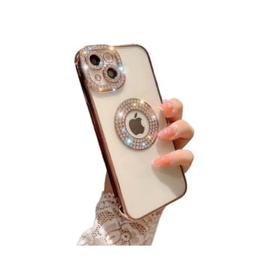 Tyylikäs matkapuhelinkotelo kimalteleva & kiiltävä Ruusukulta iPhone 14 Pro Max