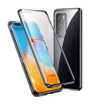 Kaksipuolinen mobiilikotelo karkaistulla lasilla - Huawei P40 - Musta