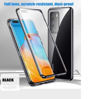 Kaksipuolinen mobiilikotelo karkaistulla lasilla - Huawei P40 - Musta
