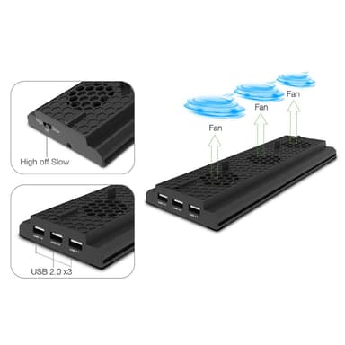Xbox One X -teline tuulettimella ja 3 USB-portilla