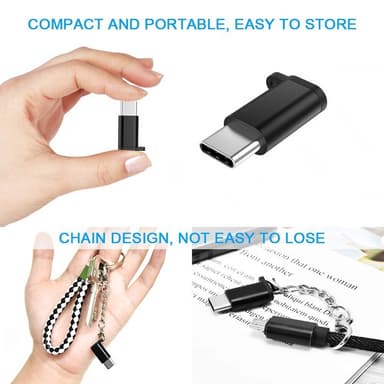 Micro USB - USB-C -sovitin - musta