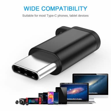 Micro USB - USB-C -sovitin - musta