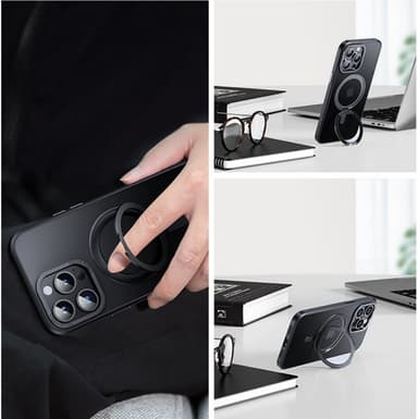 Magneettinen suojakotelo, jossa näkymätön jalusta Yhteensopiva iPhonen kanssa Musta iPhone 14 Pro Max
