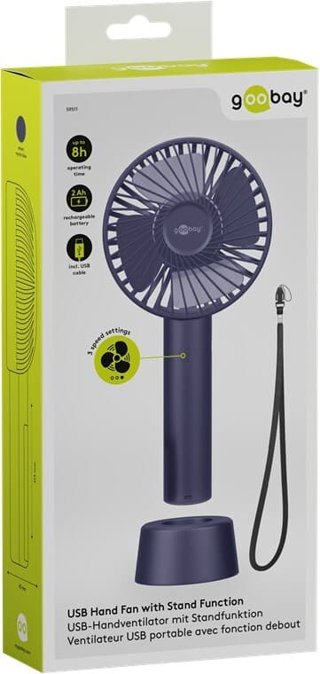 USB-käsituuletin seisontatoiminnolla, sininen