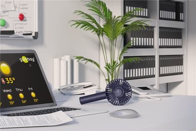 USB-käsituuletin seisontatoiminnolla, sininen