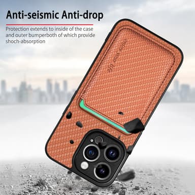 Magneettinen suojakotelo tukee MagSafea korttitelineellä Ruskea iPhone 15 Pro Max