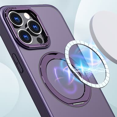 Magneettinen suojaava puhelinkotelo, jossa näkymätön jalusta iPhonelle Musta iPhone 15 Pro