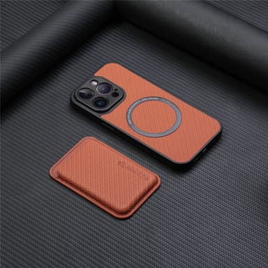 Magneettinen suojakotelo tukee MagSafea korttitelineellä Ruskea iPhone 15 Pro Max