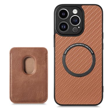 Magneettinen suojakotelo tukee MagSafea korttitelineellä Ruskea iPhone 15 Pro Max