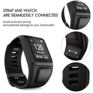 TomTom Adventurer / Golfer / Runner / Spark mm ranneke silikoni Musta