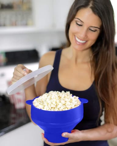 Popcorn kulho silikoni taitettava Sininen