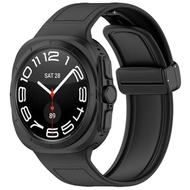 Samsung Watch Ultra 47 mm:n silikoniranneke magneettilukolla Musta