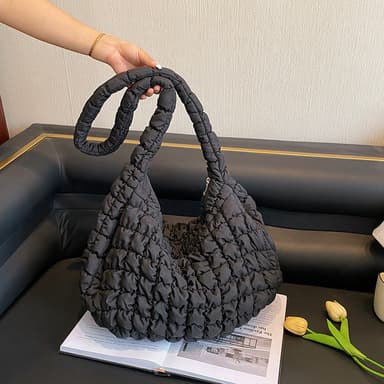 Kevyt laukku Nylon tikattu olkapäätyyny Crossbody laukku Musta