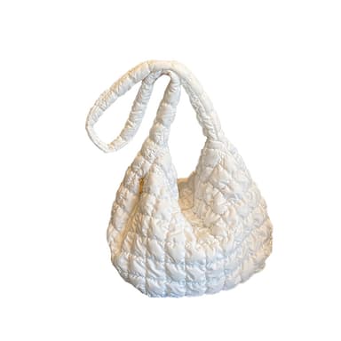 Kevyt laukku Nylon tikattu olkapäätyyny Crossbody laukku Valkoinen