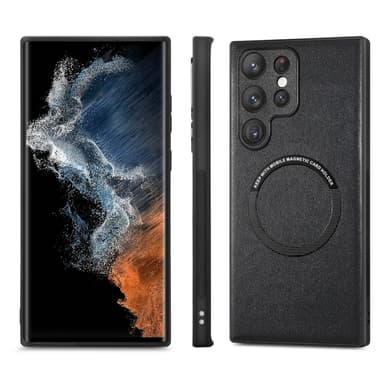 Keinonahkainen magneettinen puhelinkotelo Samsungille Musta Samsung Galaxy S24