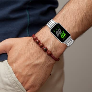 Ruostumattomasta teräksestä valmistettu ranneke Samsung Galaxy Fit 3:lle Hopea