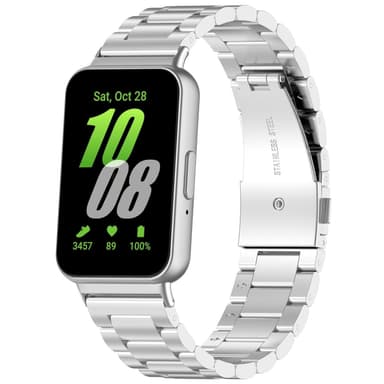 Ruostumattomasta teräksestä valmistettu ranneke Samsung Galaxy Fit 3:lle Hopea