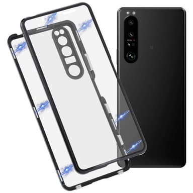 Kaksipuolinen magneettinen puhelinkotelo näytönsuojalla, yksityisyyden suoja Sony Xperia III