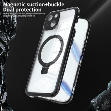 HD kirkas magneettikuori jalustalla iPhonelle Musta iPhone 14