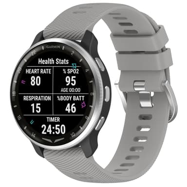 Silikoniranneke Garmin D2 Air X10 (43mm), Garmin Bounce, Garmin Active5 Harmaa
